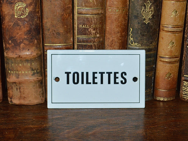 Vintage French Sign Enamel Toilettes Bathroom Plaque - Antique Flea Finds - 1