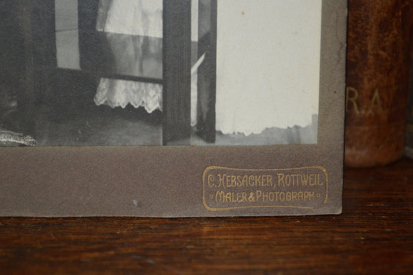 Antique German Photograph Cabinet Card Wedding Photo Hebsacker Atelier 1875 - Antique Flea Finds - 3