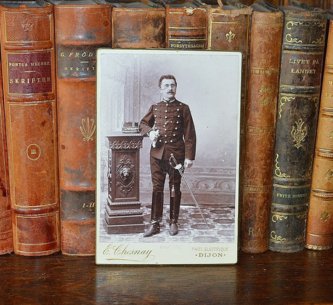 Antique French Photograph Cabinet Card Soldier Photo Dijon France - Antique Flea Finds - 1