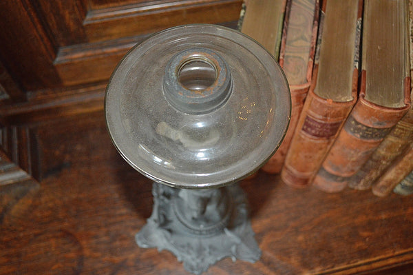 Antique German Cherub Petroleum Oil Lamp Figural Candle Holder - Antique Flea Finds - 4