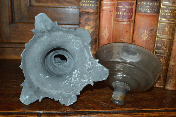Antique German Cherub Petroleum Oil Lamp Figural Candle Holder - Antique Flea Finds - 8
