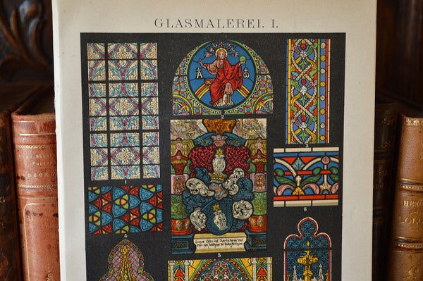 Antique Lithograph Print German Stained Glass Religious Scenes - Antique Flea Finds - 2