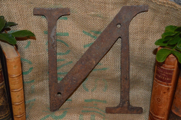 Antique Cast Iron Letter N Industrial Sign Signage 9" - Antique Flea Finds