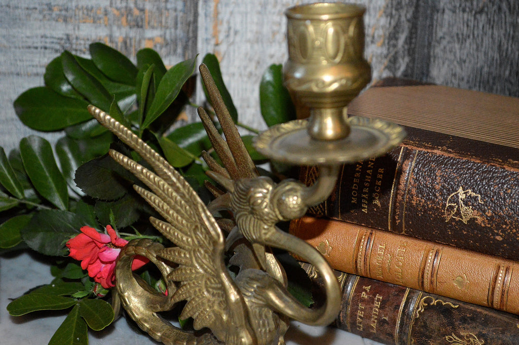 Vintage French Griffin Brass Candle Holder Dragon Gothic Candlestick –  Antique Flea Finds