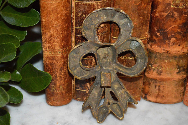 Antique French Bronze Bow Picture Hook Cover Hardware Mount Decoration - Antique Flea Finds