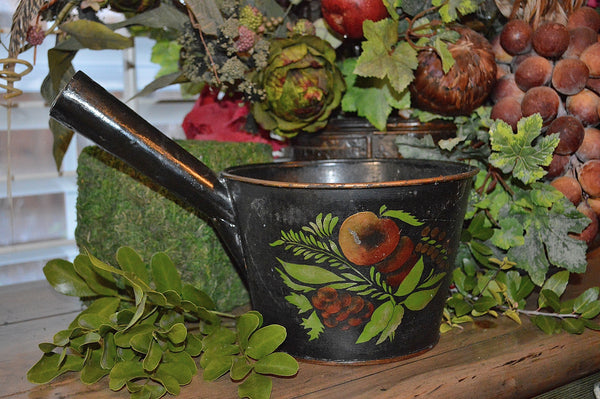 Antique Copper Tole Ladle Scoop Black Painted Toleware Fruit