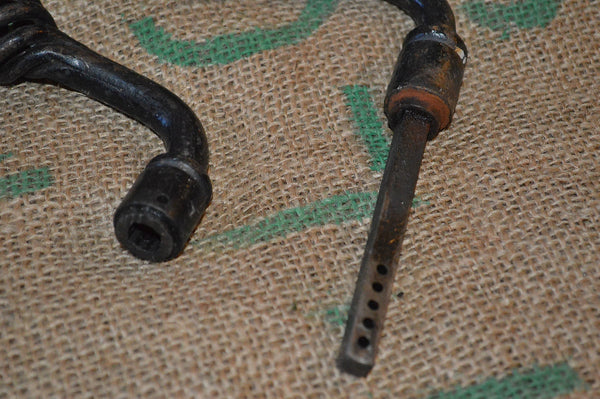Antique French Door Handles Set Pair Black Cast Iron