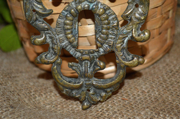Antique French Escutcheon Bronze Figural Female Keyhole Hardware