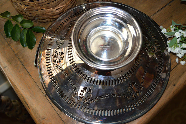 Antique English Silver Wedding Fruit Handled Basket EPNS Hallmark W.S & S
