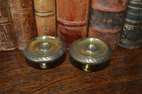 Antique Large Knobs Pair French Brass - Antique Flea Finds - 1