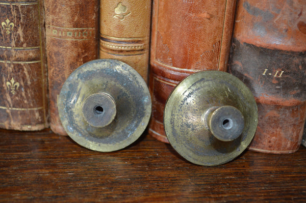 Antique Large Knobs Pair French Brass - Antique Flea Finds - 4