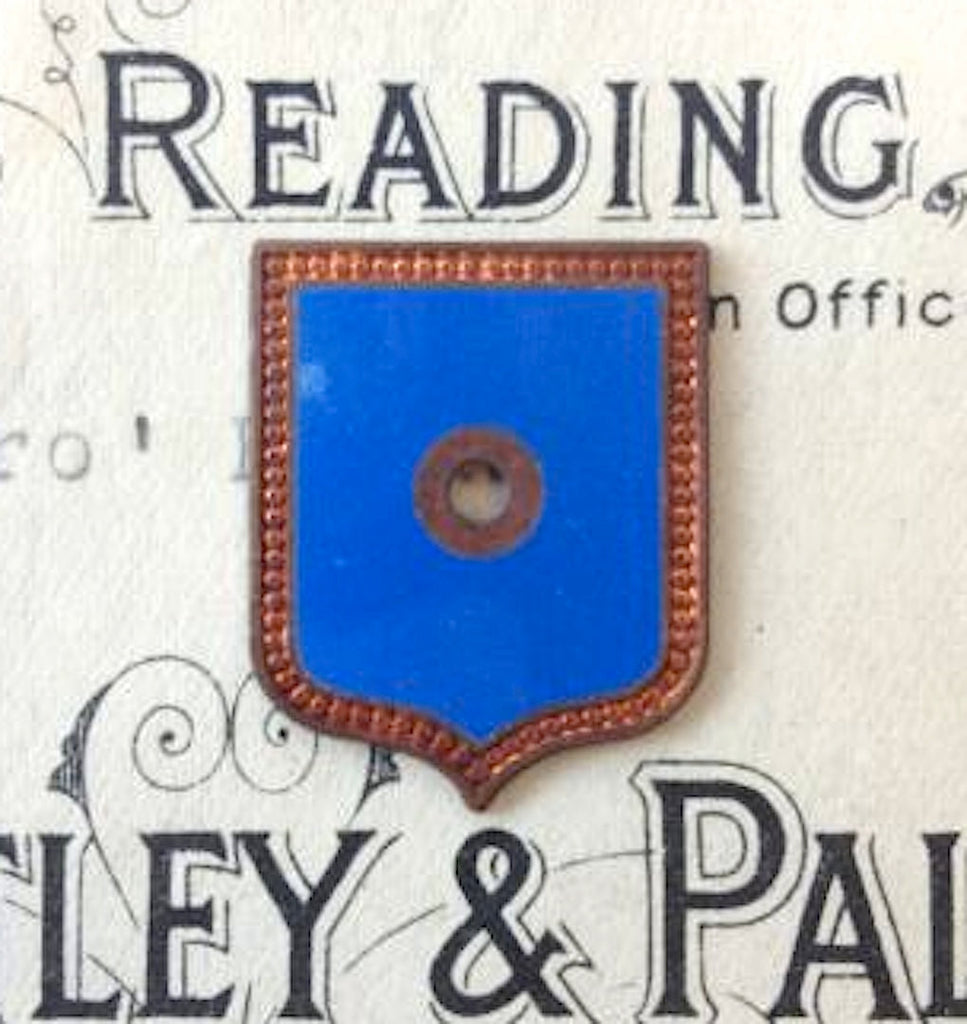 Vintage Pair Blue Enamel Plaques Shields Crest Findings - Antique Flea Finds - 1
