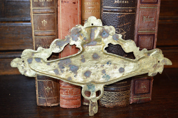 Antique French Floral Pediment Bronze Ormolu Art Deco Hardware Trim Mount - Antique Flea Finds - 3