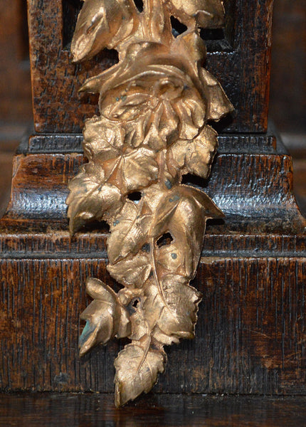 Antique French Bronze Garland Ormolu Floral Bow Mount Trim Hardware - Antique Flea Finds