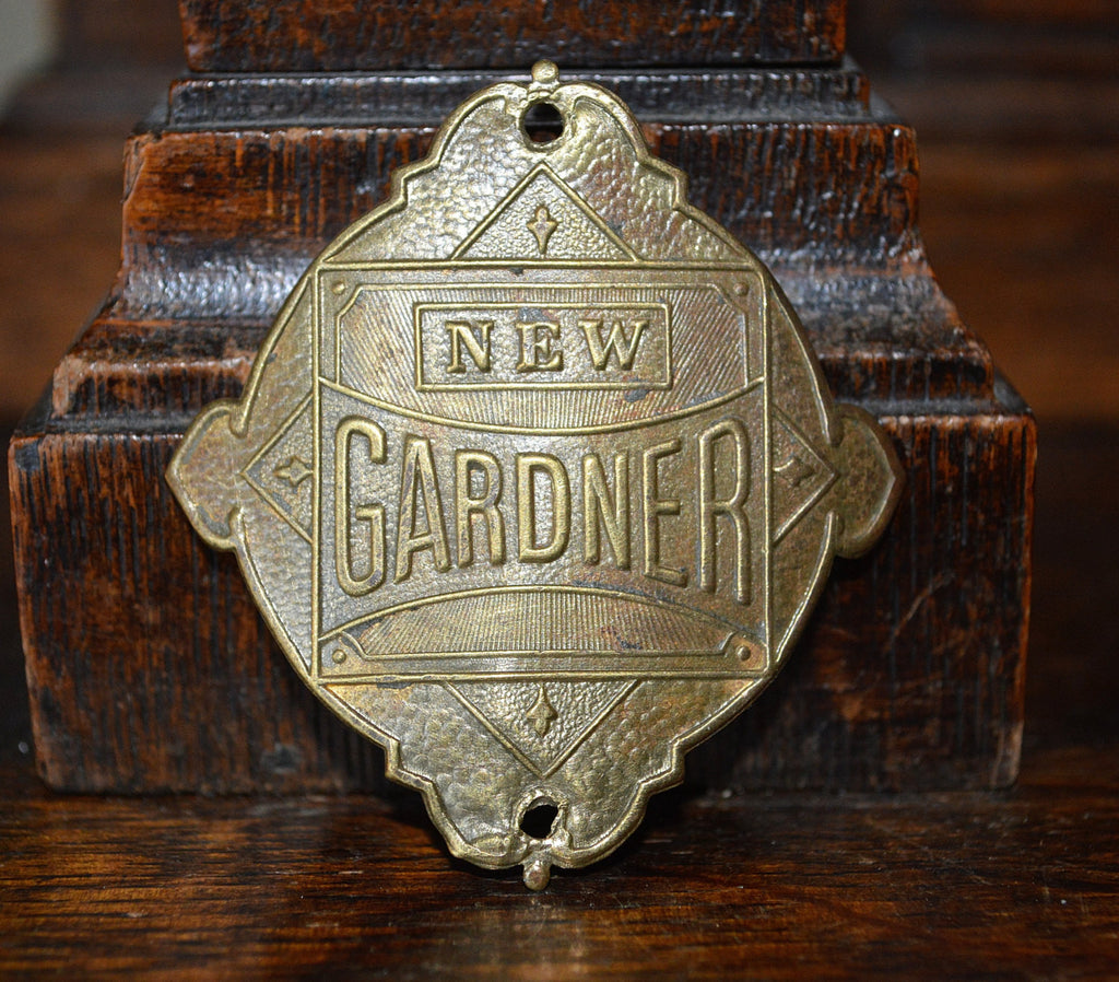 Antique French Bicycle Headbadge New Gardner Cycles Head Badge Brass Plaque - Antique Flea Finds