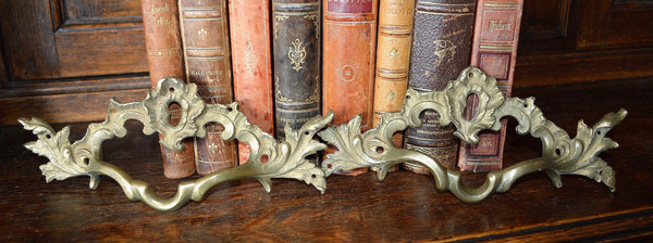 Antique French Bronze Large Drawer Pull Escutcheon Handle Hardware 2 Available - Antique Flea Finds