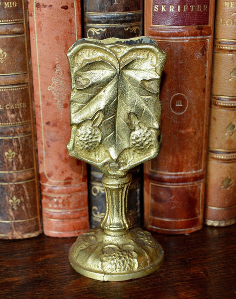 Antique French Tabletop Match Safe Ormolu Gilt Bronze Berries Leaves - Antique Flea Finds - 2