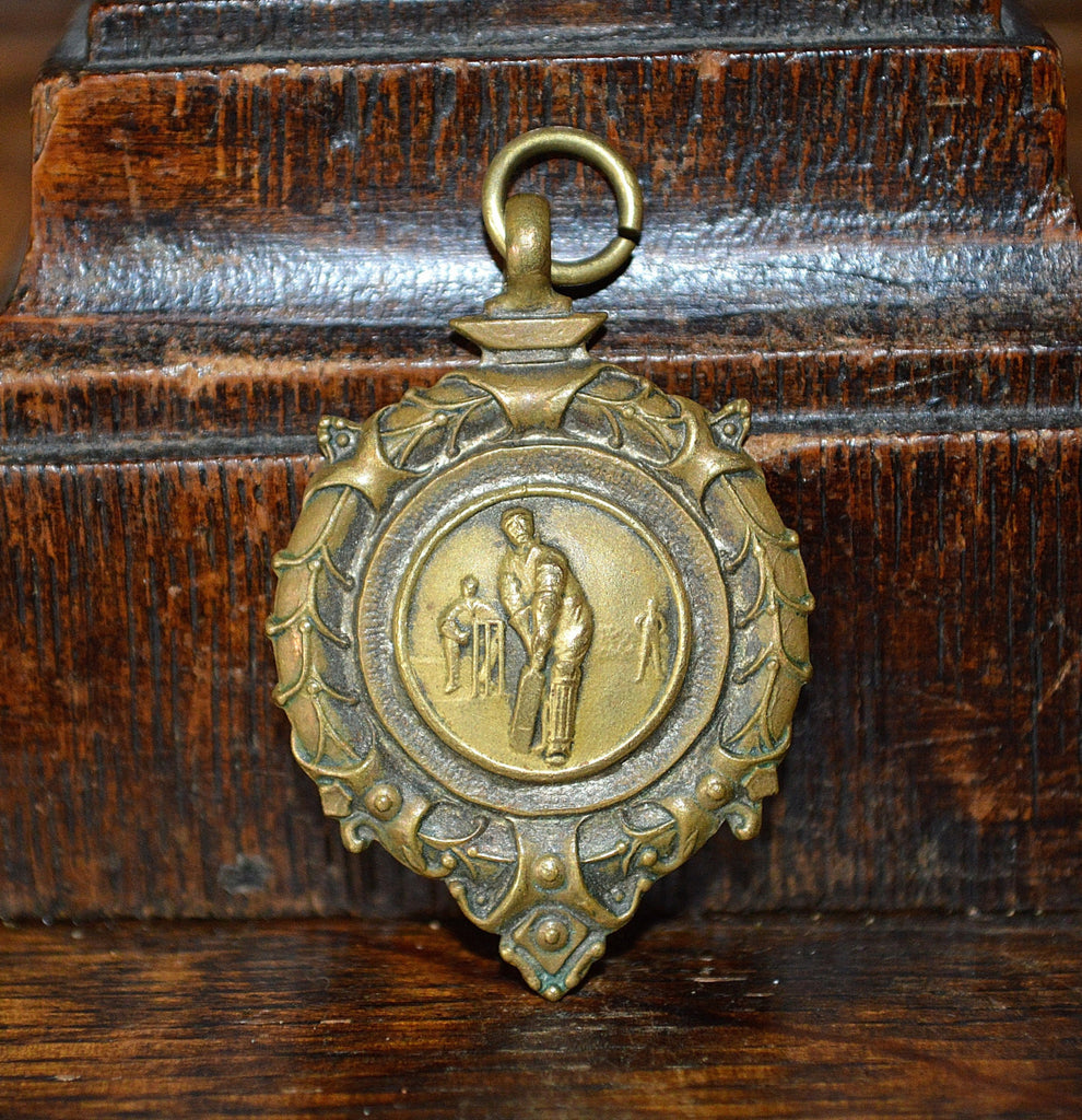 Antique Pocket Watch Fob English Bronze 1958 Cricket Medal - Antique Flea Finds - 1