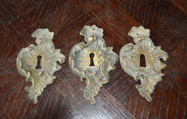 Antique Large French Keyhole Escutcheon Bronze Hardware 2 Available - Antique Flea Finds - 2