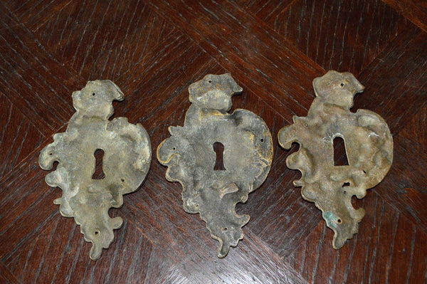 Antique Large French Keyhole Escutcheon Bronze Hardware 2 Available - Antique Flea Finds - 5