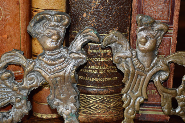 Antique Pair French Figural Mounts Renaissance Frenchman Decorations - Antique Flea Finds - 4