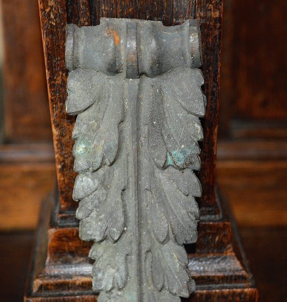 Antique French Pediment Trim Dark Bronze Small Acanthus Hardware Mount - Antique Flea Finds - 3