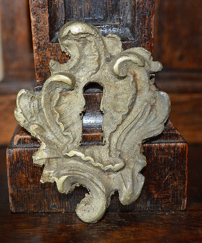 Antique French Keyhole Escutcheon Bronze Hardware - Antique Flea Finds - 1