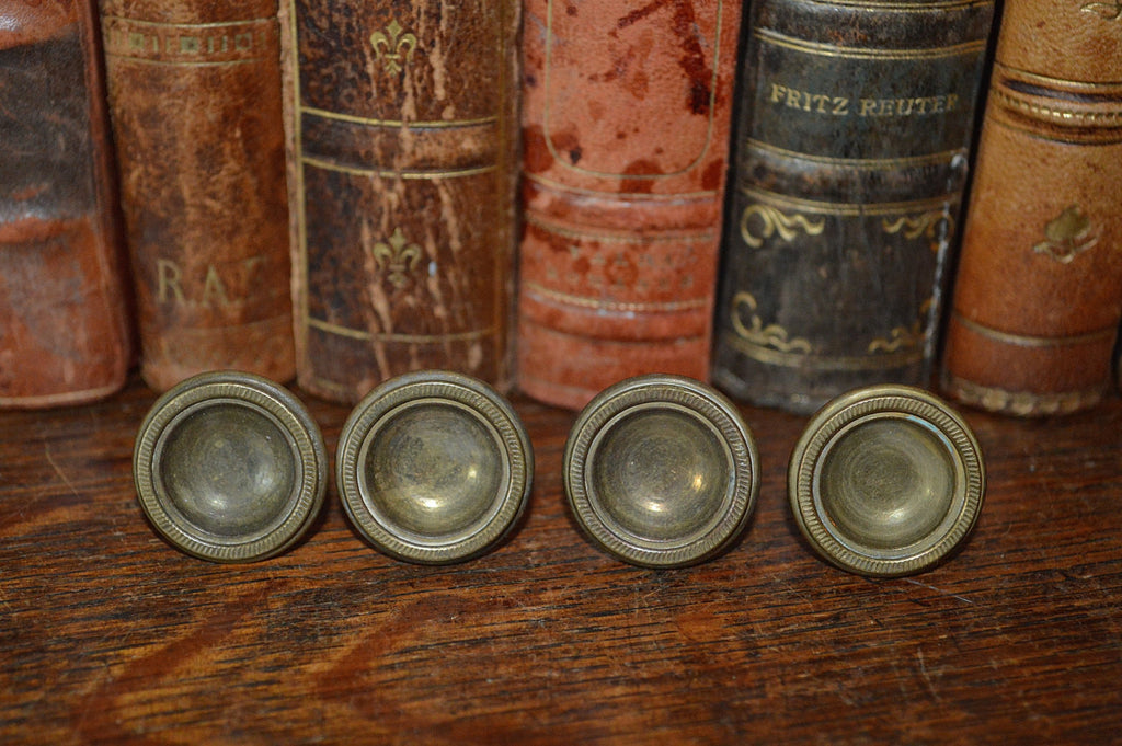 Antique Knobs Set of 4 Small French Brass Hardware - Antique Flea Finds - 1