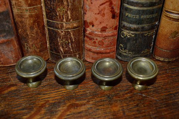 Antique Knobs Set of 4 Small French Brass Hardware - Antique Flea Finds - 2