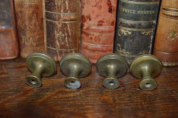 Antique Knobs Set of 4 Small French Brass Hardware - Antique Flea Finds - 3