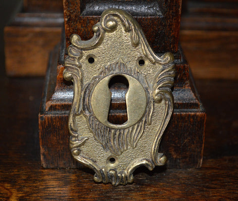 Antique Escutcheon French Brass Keyhole Hardware - Antique Flea Finds