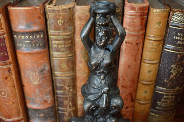 Antique French Figural Female Gargoyles Decorative Accessory or Pedestal Support Base for Lamp Hardware Repurpose - Antique Flea Finds - 3