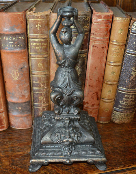 Antique French Figural Female Gargoyles Decorative Accessory or Pedestal Support Base for Lamp Hardware Repurpose - Antique Flea Finds - 4